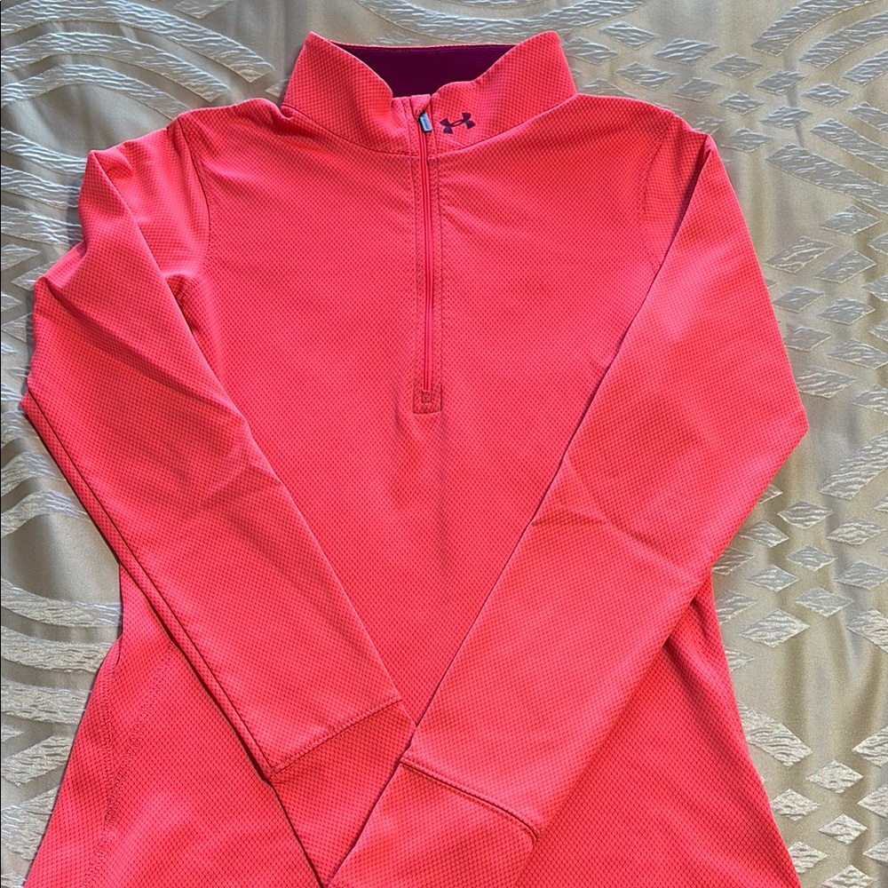 Under Armour Reddish Orange Quarter-Zip Pullover